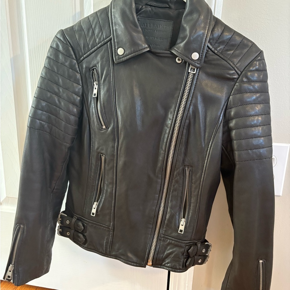 All Saints Black Leather Biker Jacket